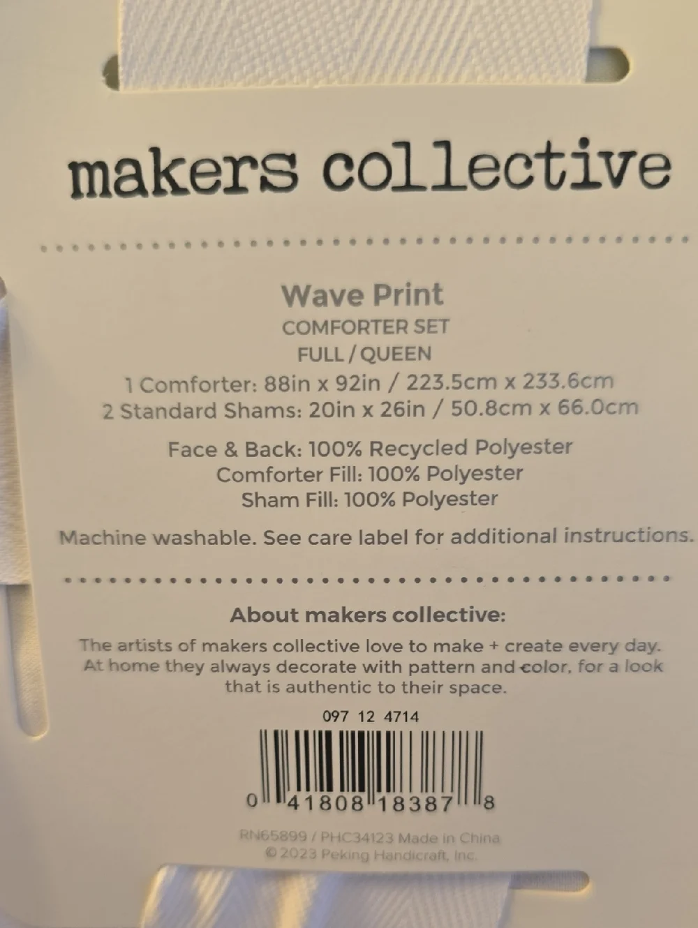 Wave Print Comforter & 2 Standard Shams Set - Pastel Multicolor (Full/Queen) New